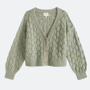 NWT - PINQUE Lyn V Neck Cable Cardigan, Coral, M